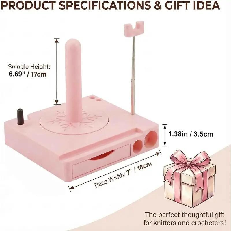Multifunctional Portable Yarn Holder Spinning Machine, Phone Stand for Tutorial Viewing, Detachable Bobbin Box, Hook Needle Organizer
