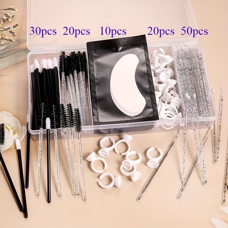 All-In-One False Eyelash Kit with Eye Pad, Lash Glue Rings, Brush & Cotton Swabs, DIY False Eyelashes Application Set, DIY Cluster Lashes