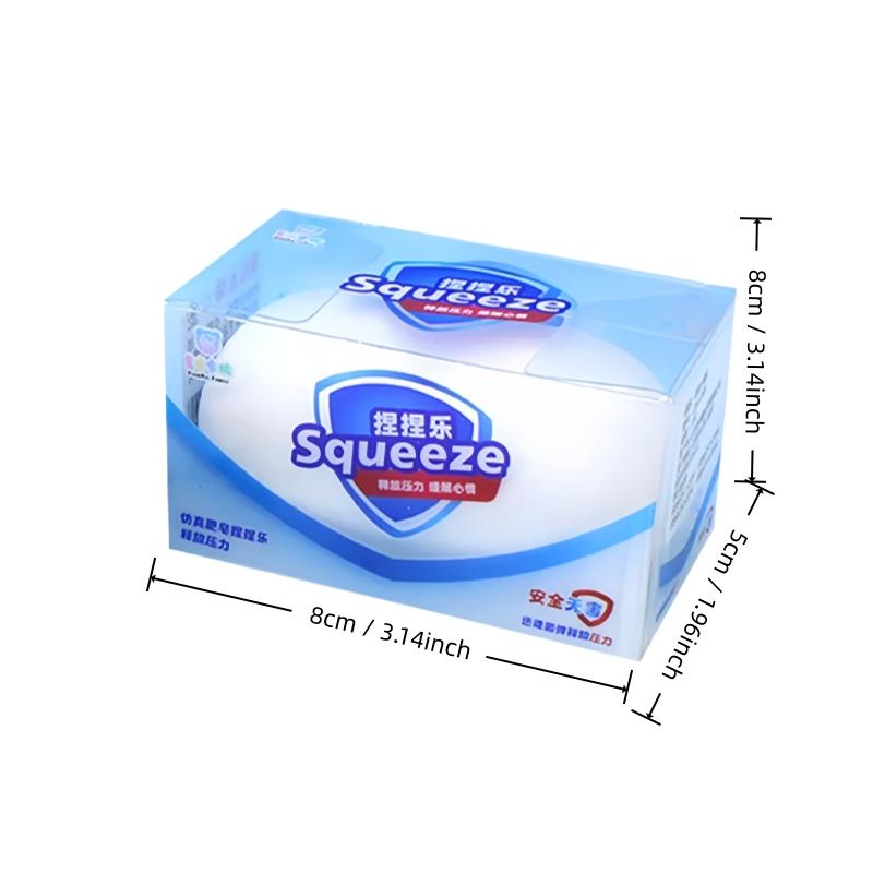 Fake White Soap Squishy Slime Cube Soft Slow Rising Sensory Toy Stress Relief Fidget Tool Home Office Room Decoration Festival Gift for Teens Adults