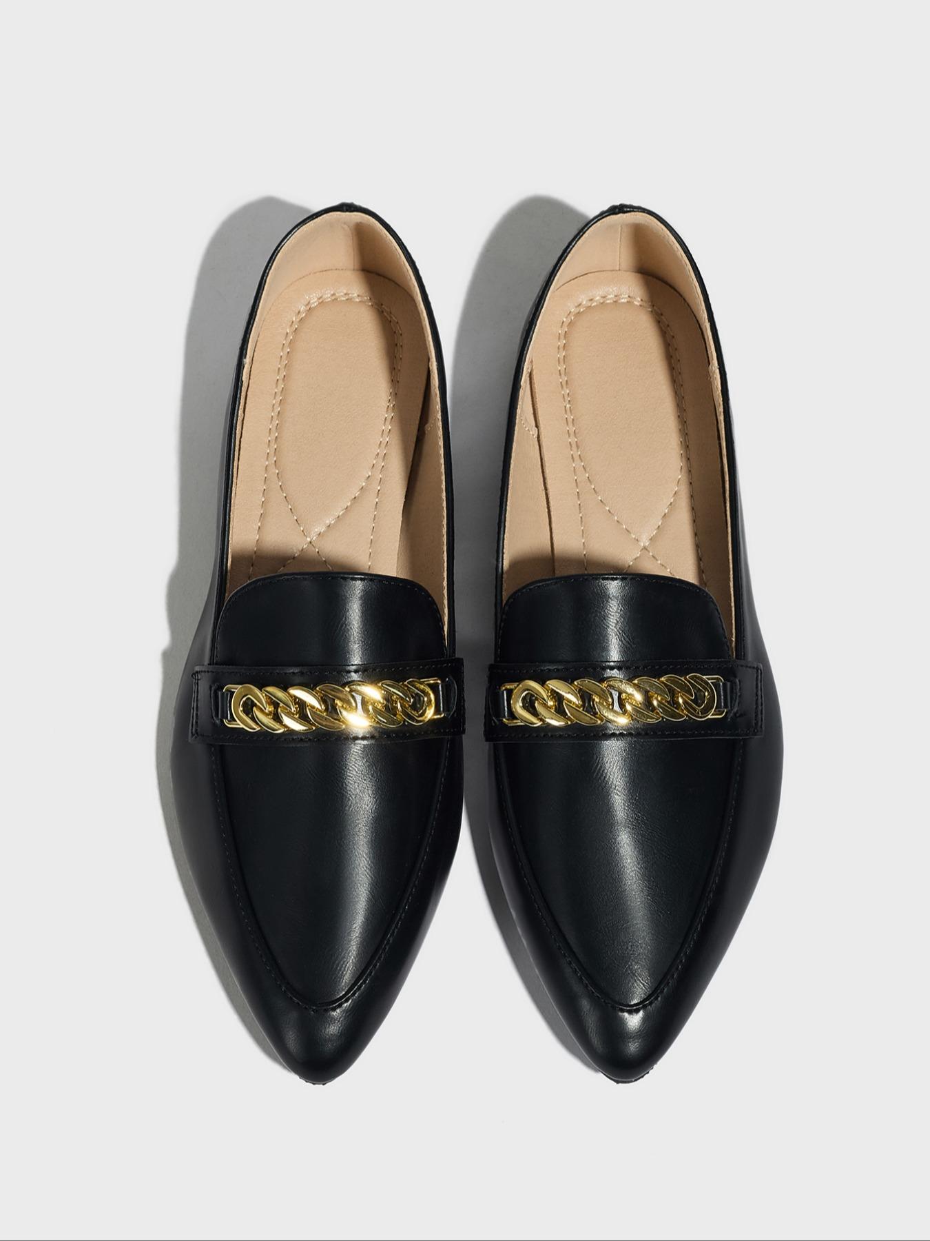 Women's Loafers British Style Flat Shoes Spring & Fall Pointed Toe Small Leather Shoes New Versatile Rubber Sole Comfortable Soft Surface Single Shoe