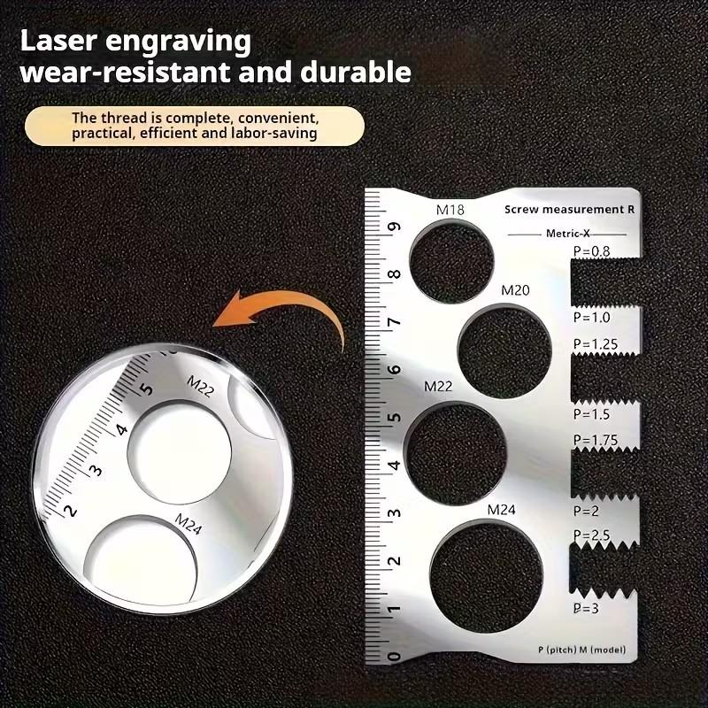 304 Stainless Steel Screw Measuring Ruler, Durable and Precise Thread and Distance Measurement, Screw and Bolt Caliper, M12 Precision Gauge