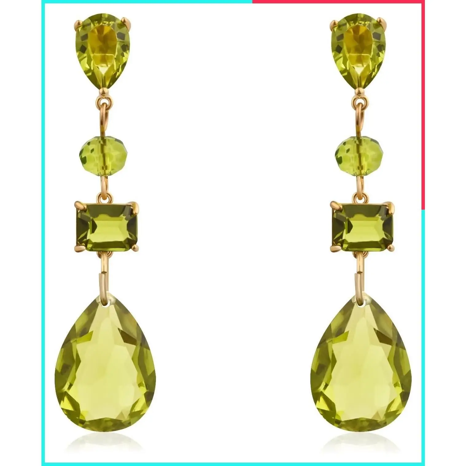 August Birthstone Peridot Drop Dangle Earrings for Women - Multi-Gemstone Green Gold Tone Jewelry Gift