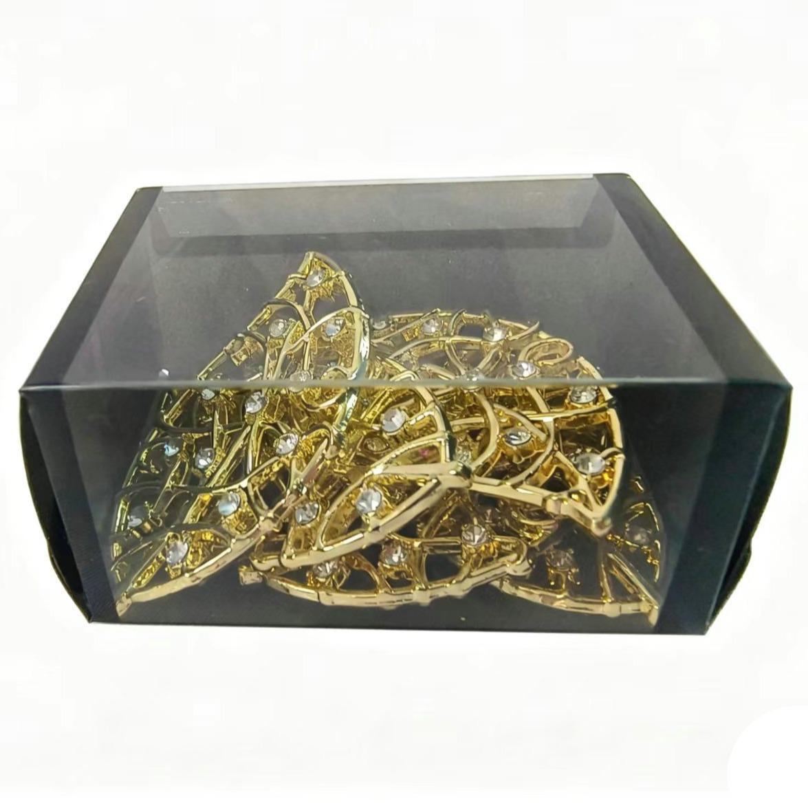 Goldene Blatt Strass Anhänger，Alloy Hollow Out Rhinestone Leaf Desktop Decor, Elegant Tabletop Ornament, Perfect for tabel Decoration, Unique Gift Idea