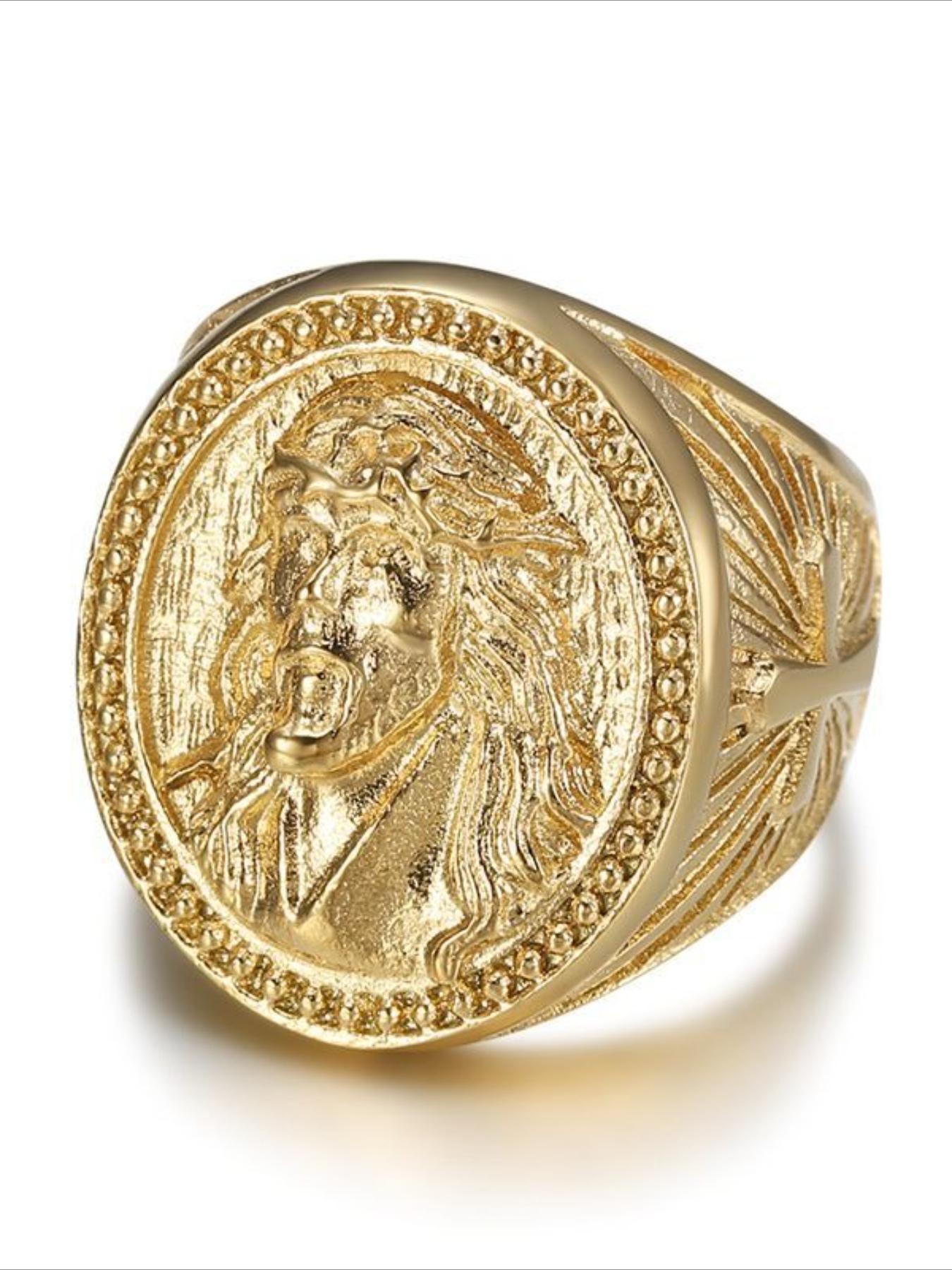 New style of new temperament domineering high-end hip-hop HIPHOP ring trendy and versatile retro gold YS cross men's ring accessories