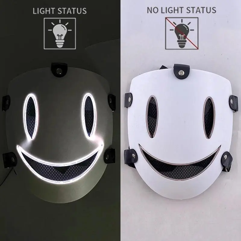 Anime High Rise Invasion Sniper LED Light up Mask Japanese Killer Japanese White Masks Carnival  Halloween Party Costume Props