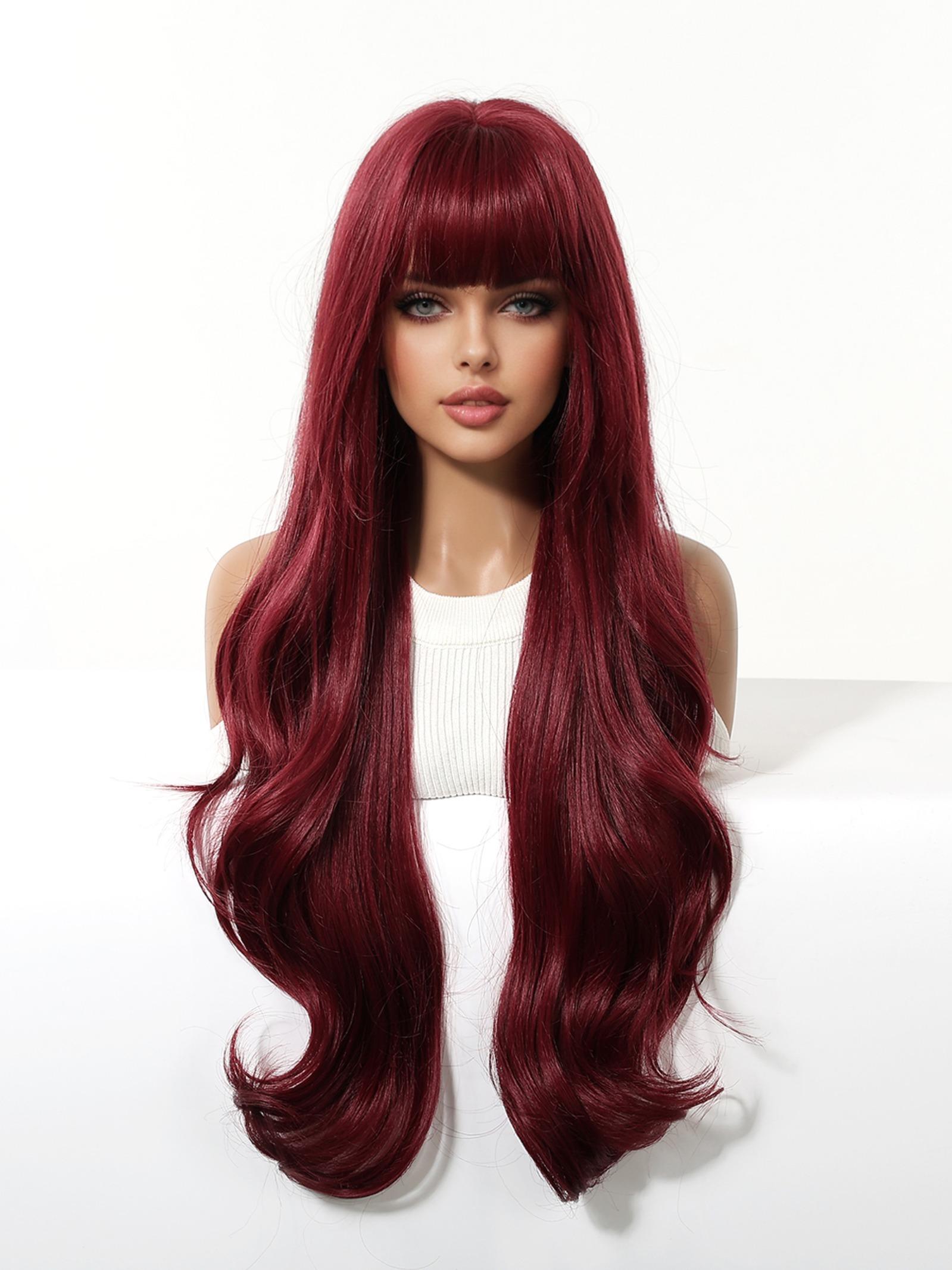 30 Inch Long Wavy Wig with Bangs, Natural Heat-Resistant  display picture 1