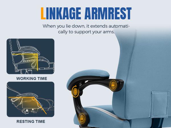 【Buy 1 Get 4】GTPLAYER Gaming Chair with Footrest, Fabric Office Chair with Pocket Spring Seat, Memory Foam Lumbar Support, High-Back Computer Chair