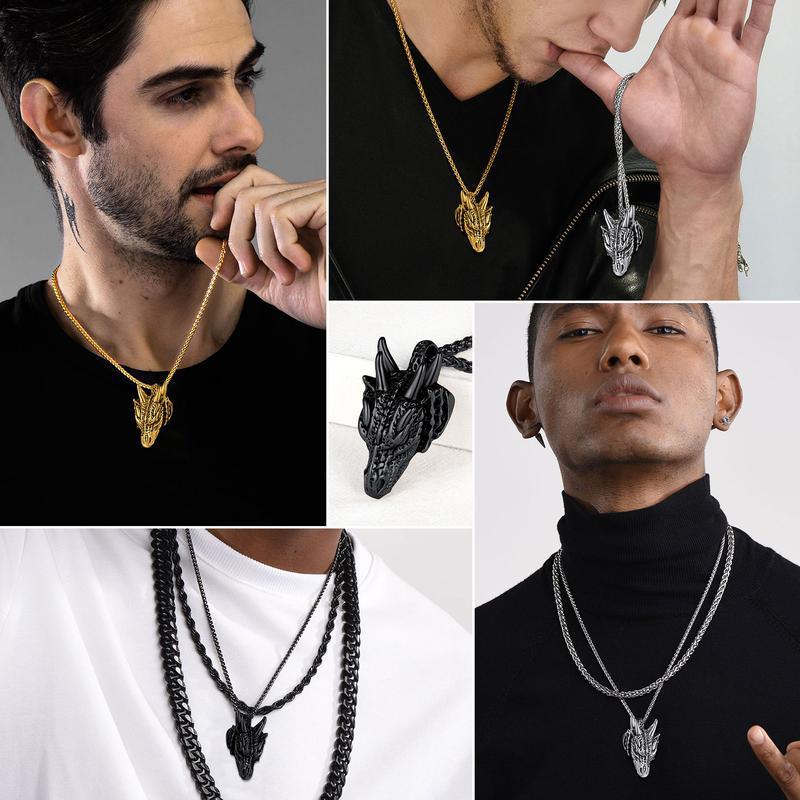 FaithHeart Dragon Head Pendant Necklace For Unisex Stainless Steel Perfect Gift