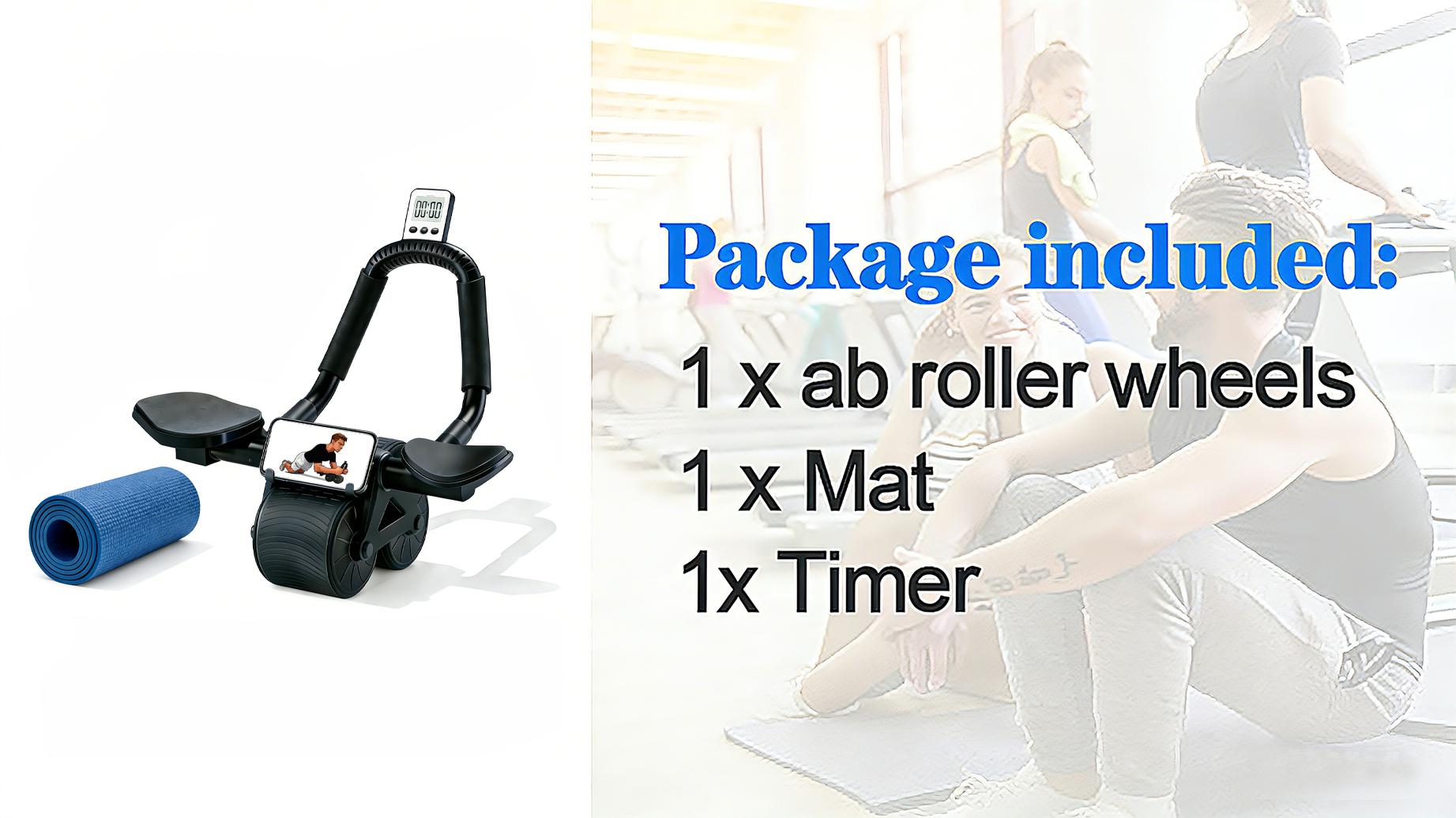Automatic Rebound Ab Roller Wheel with Elbow Support, Home Gym Core Trainer for Men Women, Portable Ab Workout Equipment for Core Strength, Great Fitness Gift for Gym Lovers