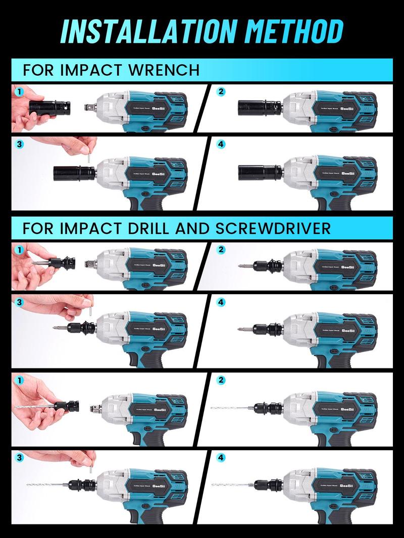 Seesii 3 in 1 Cordless Impact Wrench 1/2'',3300RPM,Brushless Impact Driver w/ 2x 4.0Ah Batteries,6 Sockets,Drills,6 Screws,Power Tool Heavy Duty, Black Friday Deals Seesii 3 in 1 Cordless Impact Wrench 1/2'',3300RPM,Brushless Impact Driver w/ 2x 4.0Ah Batteries,6 Sockets,Drills,6 Screws,Power Tool Heavy Duty, Black Friday Deals