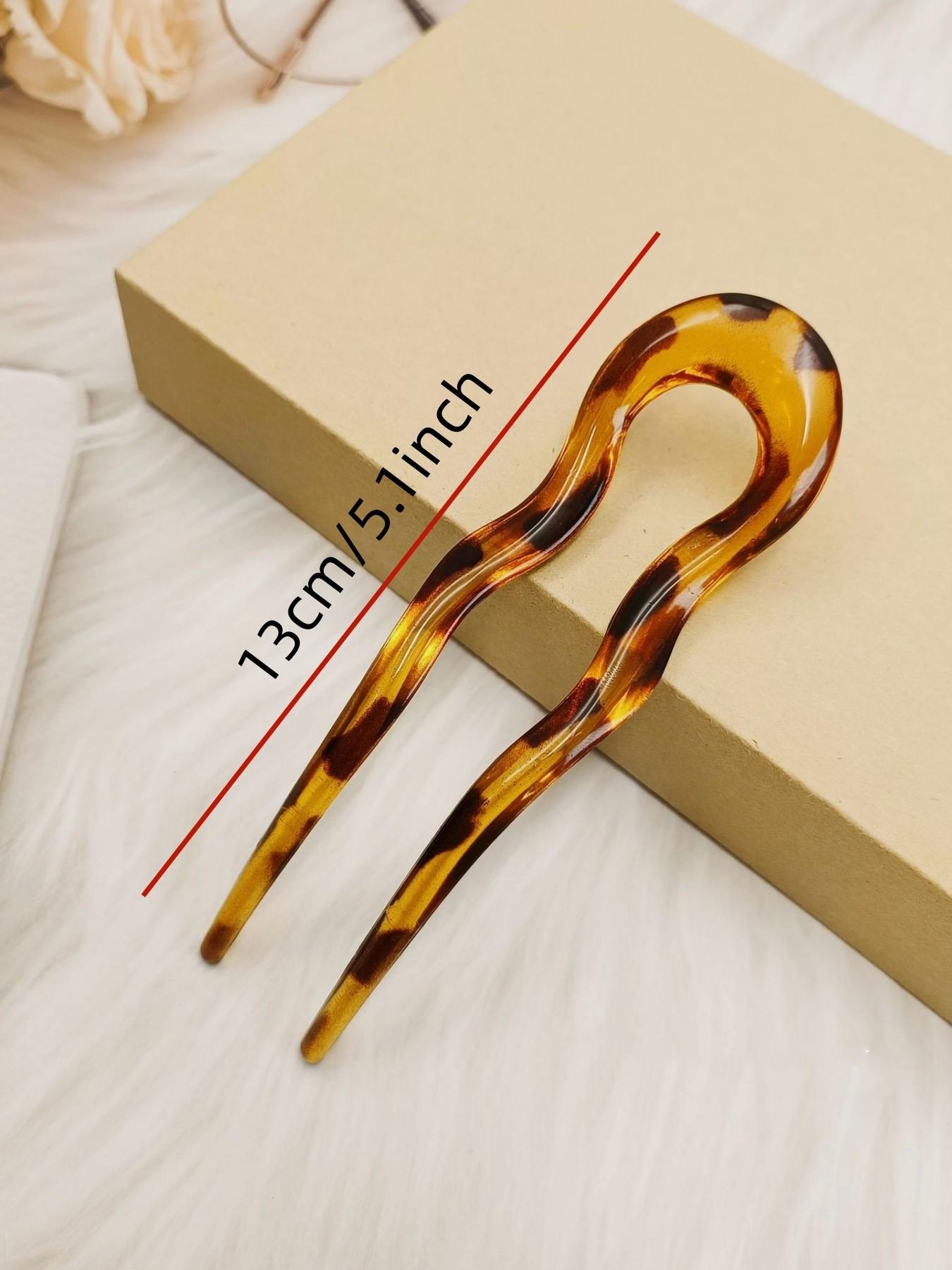 3Pcs Simple Acrylic U-Shaped Wavy Hair Pins, French Style Vintage Hair Sticks for Back Head Bun Hairstyling, Light Luxury New Chinese Style Hair Accessories