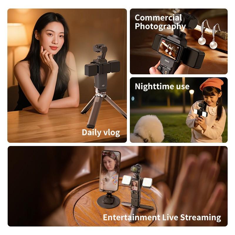 Vlogging Light for DJI Osmo Pocket 3,Magnetic Mini LED Action Camera Video Light Accessories, Quick Release Photography LED Fill Light for Vlog Selfie Video Recording