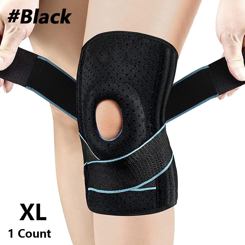 Adjustable Knee Support with Side Stabilizer, Knee Brace for Running and Sports, One Piece Knee Protector for Stability, Protective Sleeve