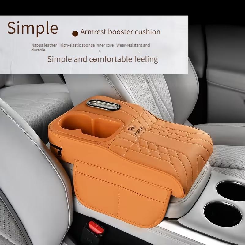 Multifunctional Car Armrest Storage Pad, Height Adjustable Cup Holder Organizer, Central Console Tissue Box Accessory for Vehicles, Car Storage Organizers, Car Cup Holders