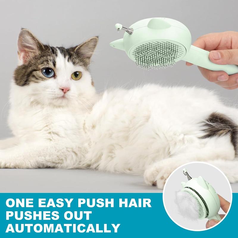 3 In 1 Cat Brush, Cat Brushes for Indoor Cats, Cat Brush with Release Button, Cat Grooming Brush,Cuddles and Meow,Cat brush with Release Button, Cat Brushes for Indoor Cats Shedding,Cat Brush for Long or Short Haired Cats,Cuddles and Meow