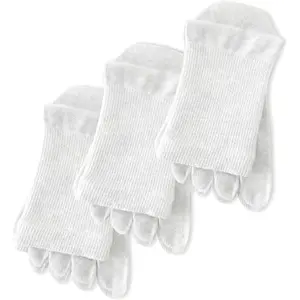 3Pcs Organic Cotton Toe Socks for Women,5 Finger Split Toe Separator Bunion Socks for Foot Alignment,Sensitive Skin
