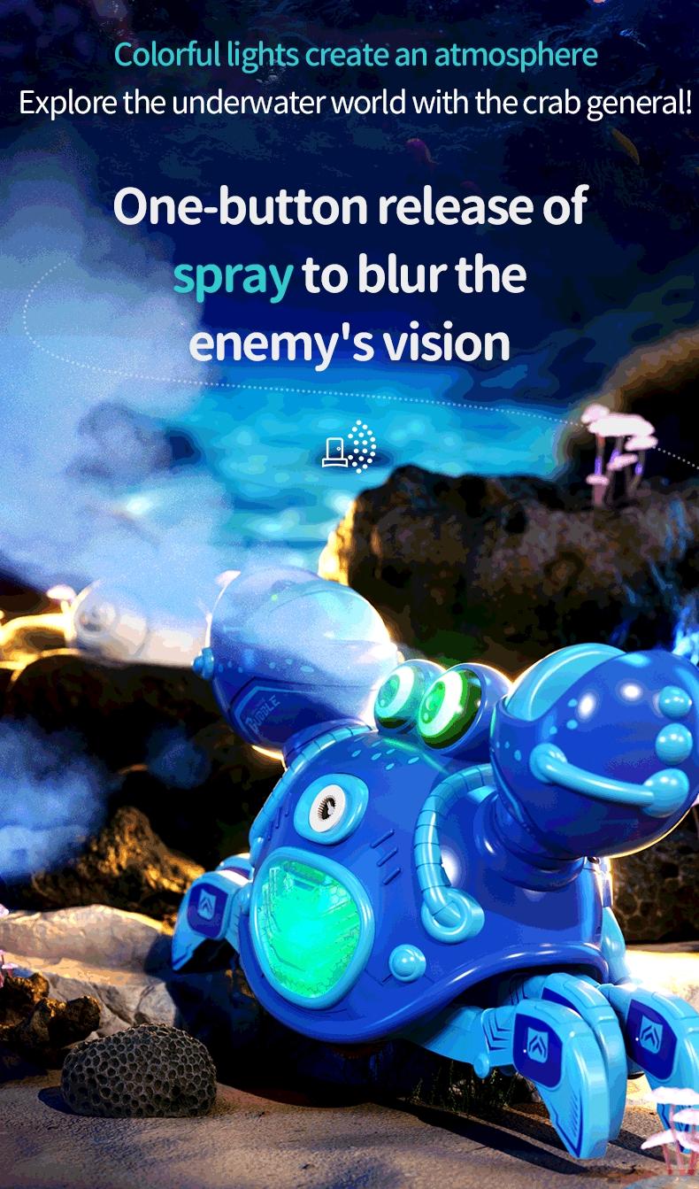 2.4g Remote Control Crab Toy with Music, 360 Degree Rotation, Interactive Bubble Toy, Colorful Lights, Birthday Gift for Kids Ages 8-10