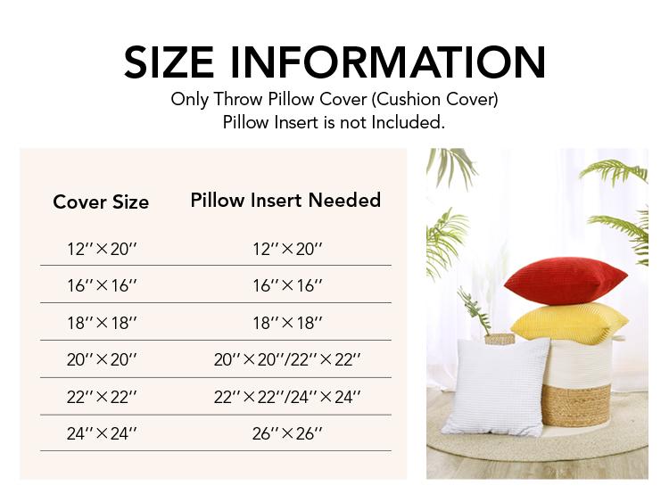 Deconovo Corduroy Throw Pillow Covers（Set of 2）Square Cushion Cover with Stripes Cases for Bedroom Sofa Living Room Couch