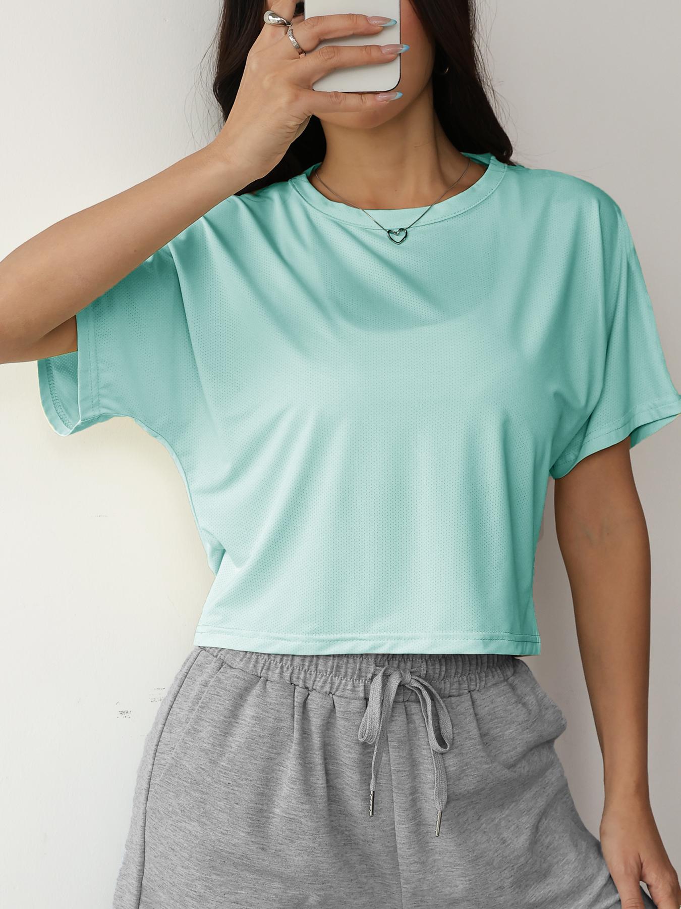 Women's Cross Backless Thin Elastic Loose Top Hollow Back Activewear, Indoor Gym Yoga Exercise Outdoor Casual Running Cycling Short Sporty T-Shirt