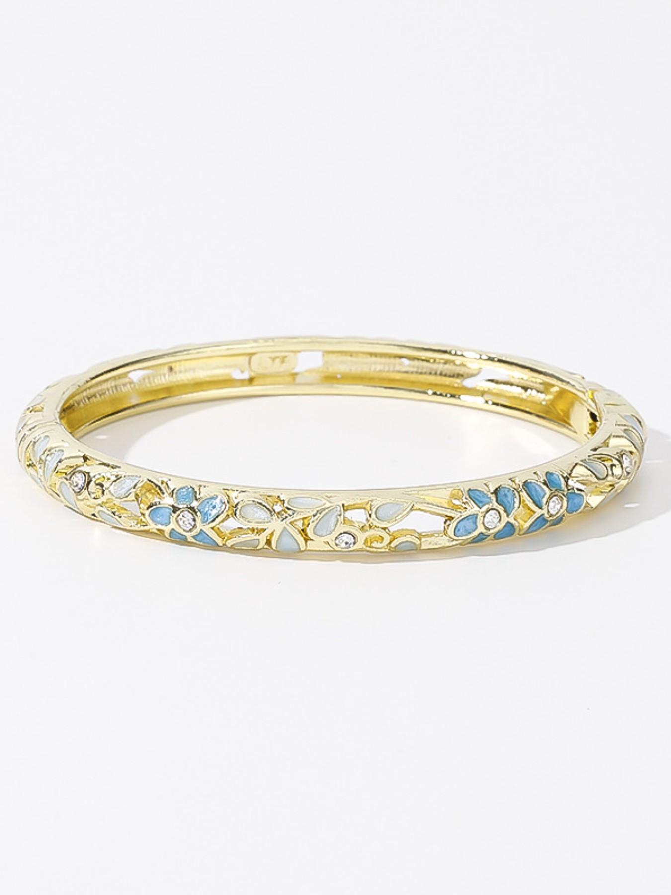 Vintage Court Style Oil Drip Flower Exquisite Bangle Bracelet, Jewelry Bracelets, Versatile Accessory, Elegant Geometric Design, Perfect Gift for Valentine's Day, Christmas, Parties, Anniversaries