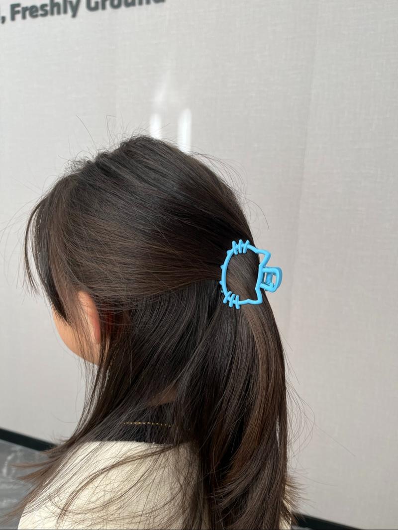 Women's Cute Cat Design Hair Claw, Trendy Plain Color Hollow Out Design Hair Claw, Fashionable Hair Accessories for Women & Girls for Hairstyle Decoration, Hair Clip