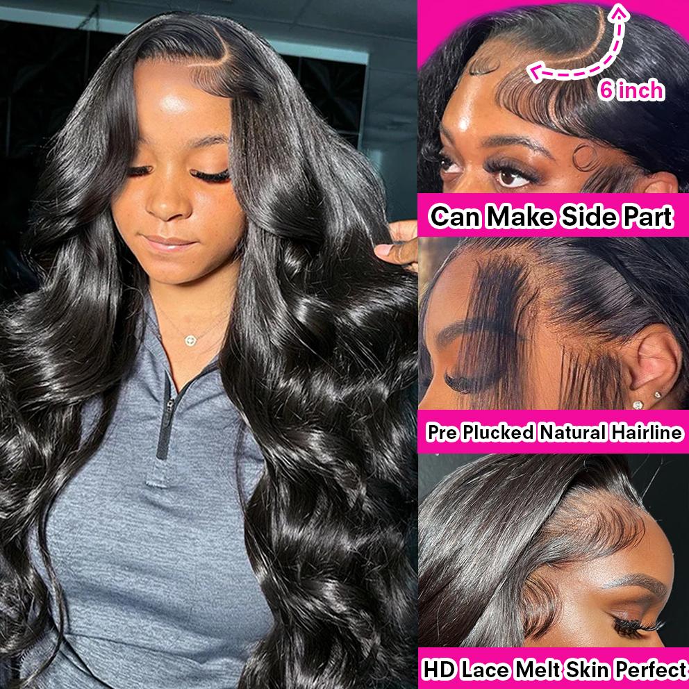 [30Inch for Only $89] Yilike 13x6 Lace Front Wigs Human Hair Wig 180% Density Body Wave Lace Front Wigs Human Hair Pre Plucked 13x6 HD Lace Frontal Wigs Human Hair for Black Women Glueless Wigs HD Transparent Lace Frontal Wigs Human Hair with Baby Hair