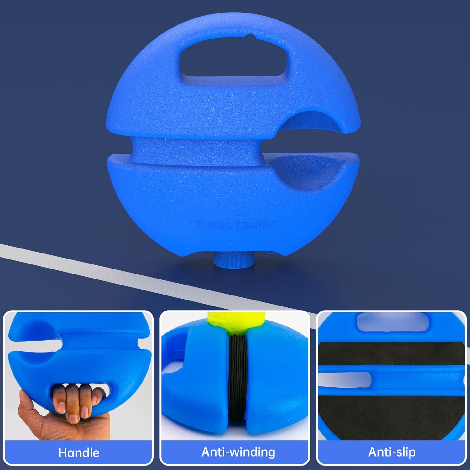 Tennis Trainer Rebound Ball, Solo Training Equipment, Portable Tennis Rebounder Kit, with String Balls, Suitable for Beginners Exercise Outdoor Grip