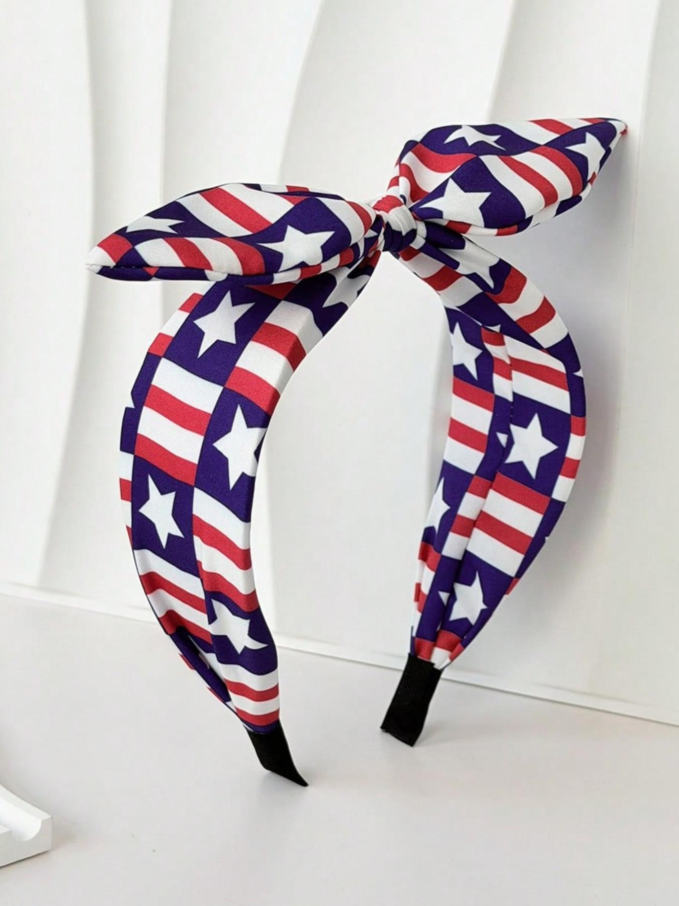 4pcs Women's Independence Day Hairbands, Striped Cute Strawberry, Fun Youthful Style, High Elastic Durable, Girl Influencer Photo Accessories