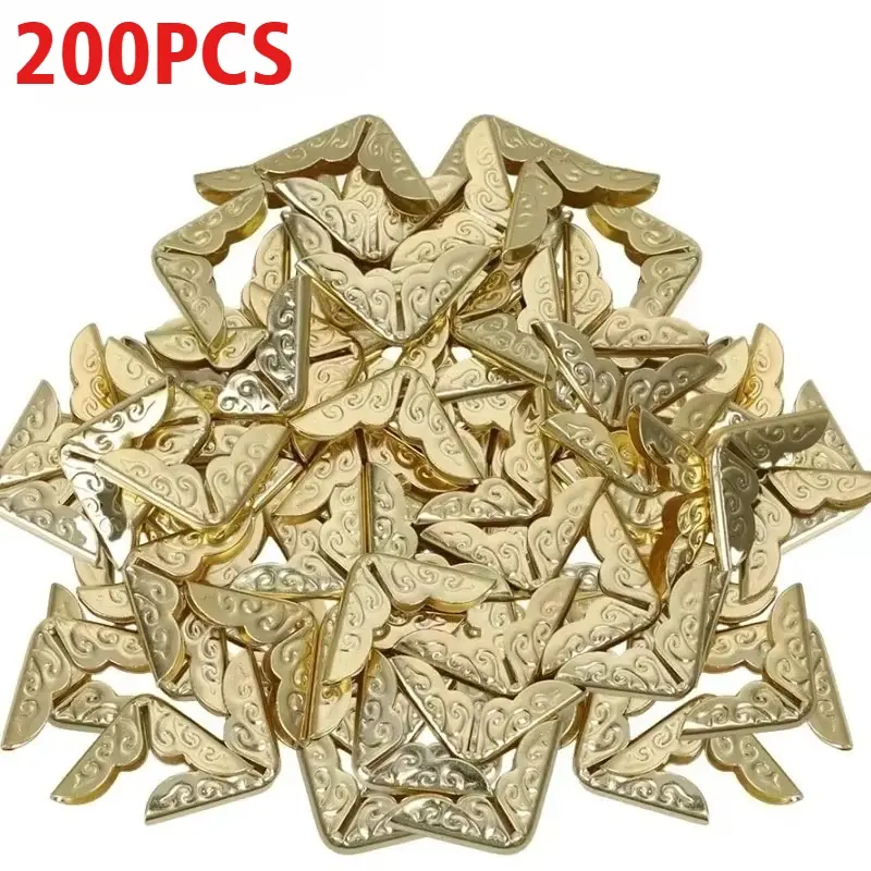 200PCS Metal Book Corner Scrapbook Photo Album Corner Protectors DIY Menu Vintage Corners Card File Folder Craft Supply Decor