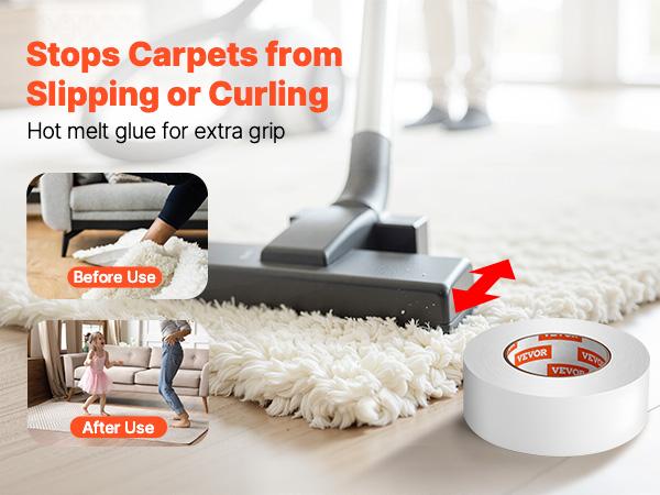 VEVOR Double Sided Carpet Tape, 2 Inchx 30 Yards, Strong Adhesive and Residue-Free, Heavy-duty Sticker Rug Tape Grippers for Area Rugs, Carpets, Laminate, Tile, Concrete, and Hardwood Floors
