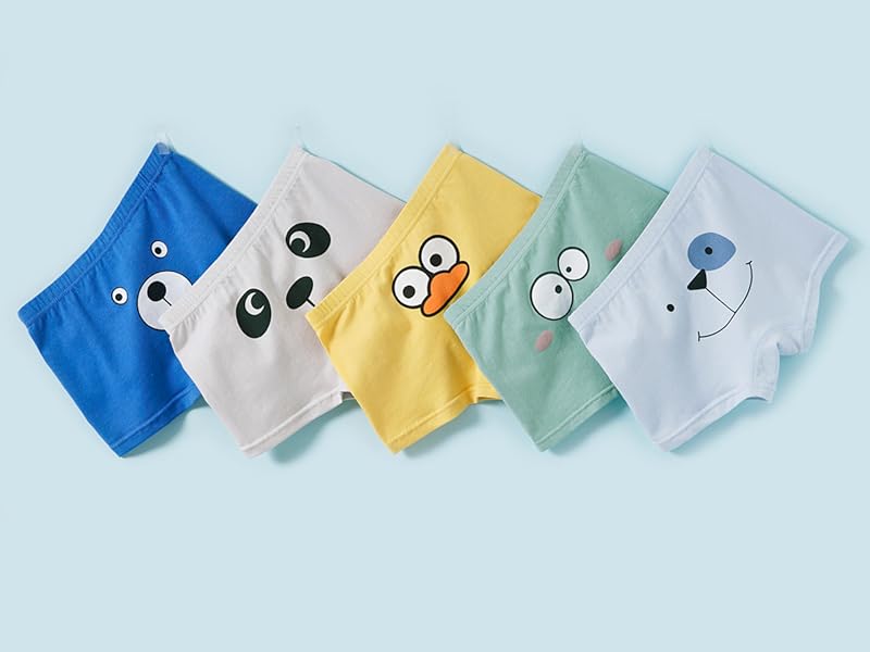 Toddler Boys' Boxer Briefs, 5-Pack Soft Cotton Tagless Underwear, Comfortable Stretch Briefs for Kids Ages 3-24
