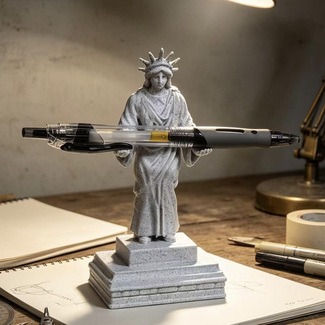 Creative 3D Printed Statue of Liberty Pen Holder, Pla Eco-Friendly Material, Desk Decor Gift, Office Learning Essential, Unique Stylish Item