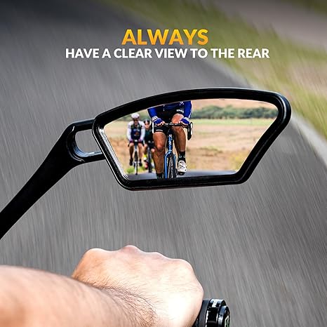 ROCKBROS HD Blast-Resistant Bike Mirror for Handlebars 360° Adjustable Rear View Mirror Fits 21-26mm Handlebars Easy Install Left & Right Side