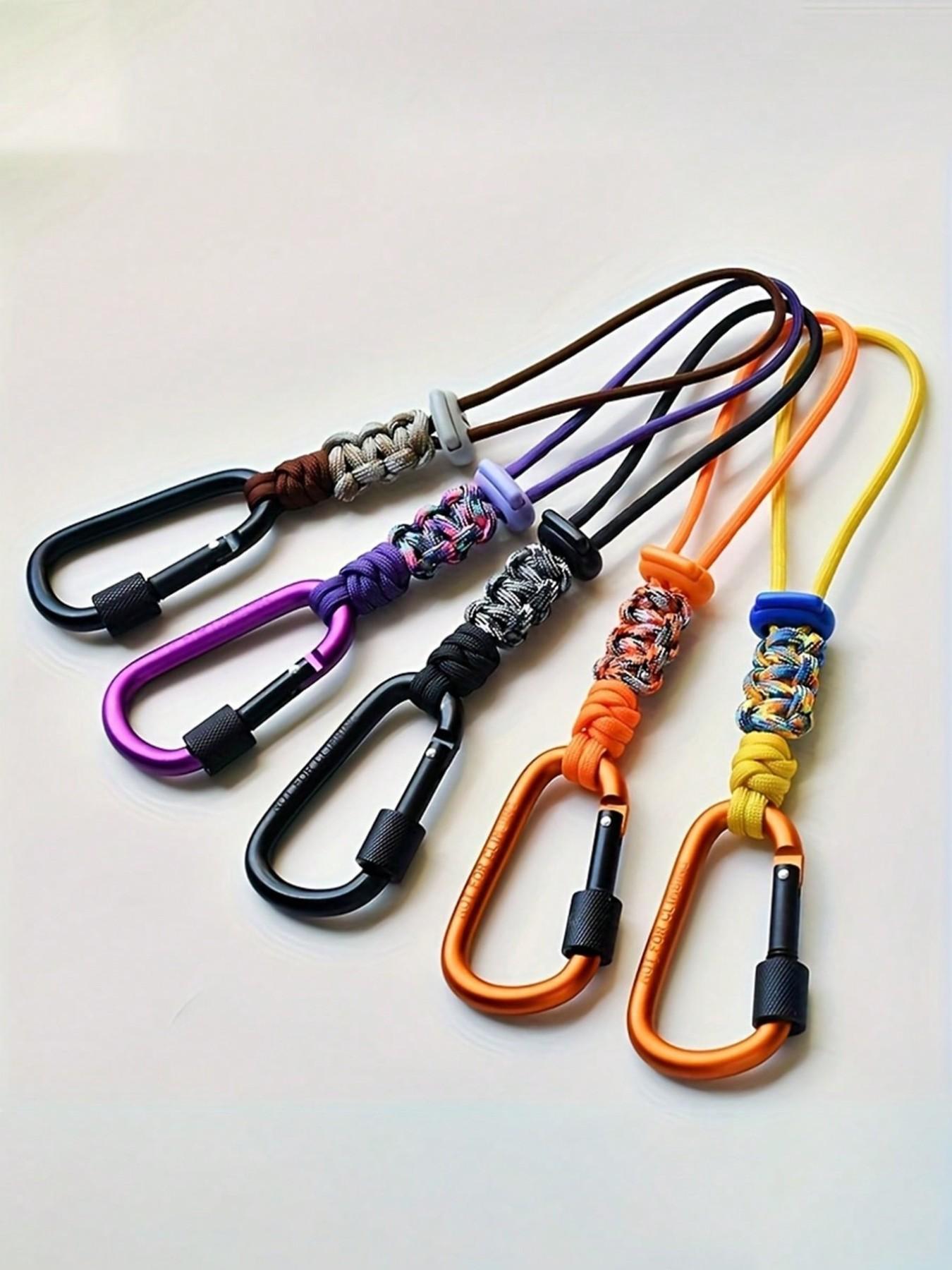 Multifunctional Outdoor Camping Accessory, Durable Braided Rope Keychain With Anti-Loss Strap And Water Bottle Hook, Rope Carabiner, Multi-Functional Hiking Backpack Buckle, Portable Water Bottle Lanyard For Hiking, Camping, Cycling, Beach, Etc