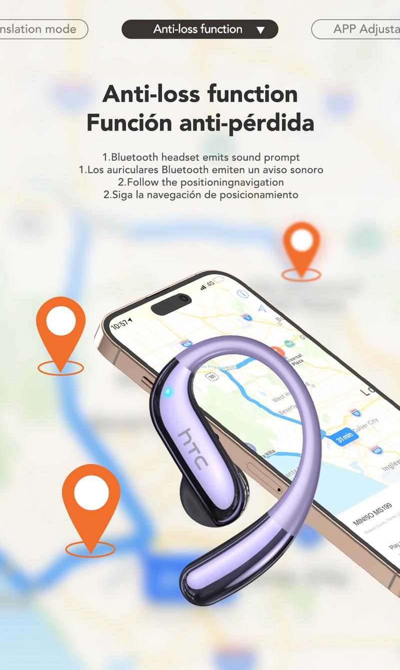 HTC NE23 Translation Earbuds, OWS Open Ear Headphone,Supports Translation in 134 Languages With APP, Bluetooth 6.0 Earphones, Wireless Earbuds for Music & Phone Calls, IPX5 Waterproof Sports Headphones with Long Endurance