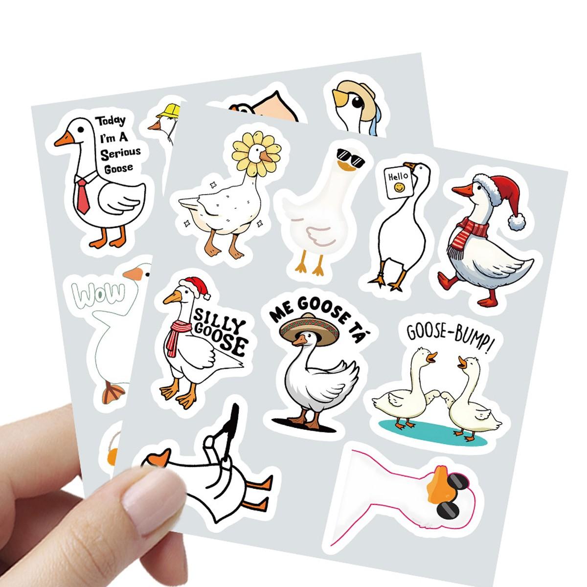 1Pc 54PCS Cute Goose Stickers Funny Cartoon Meme Funny Animal Quotes Waterproof Vinyl Decals Aesthetic Graffiti Sticker Pack with Quotes for Laptop Water Bottle Phone Case Skateboard Helmet Scrapbook DIY Decor Gift Spring Summer Party Supplies