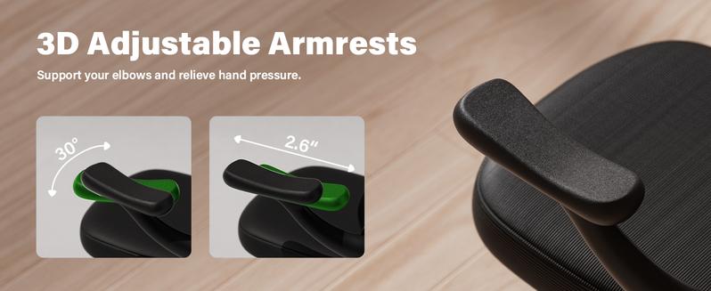 Ergonomic Office Chair, Mesh Desk Chair with AdjustableLumbar Support and 3D Flip-up Arms, Computer Chairwith Wheels, Black, Computer Desk Chair, ErgonomicOffice Desk Chairs with Mesh Back, Adjustable LumbarSupport, Rocking Function