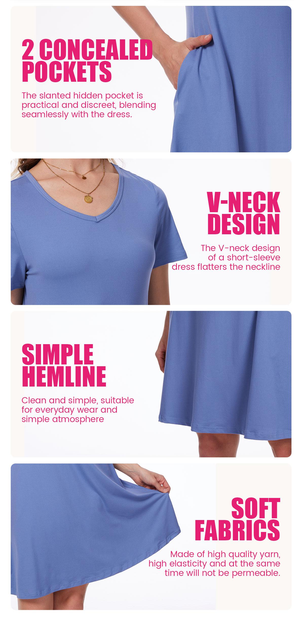 SHOWITTY 2-Pack Women's Casual T-Shirt Dresses with Pockets, Plus Size Clothing Short Sleeves, Summer Wear