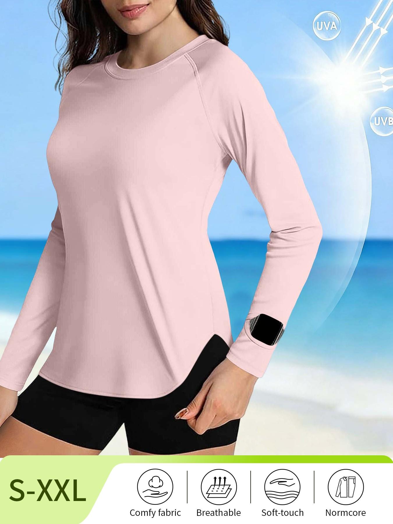 Women's Sun Protection Long Sleeve Athletic Tops, Anti-UV Quick Dry Lightweight Anti-Chafing Shirts, Outdoor Blouses for Hiking Travel & Workout