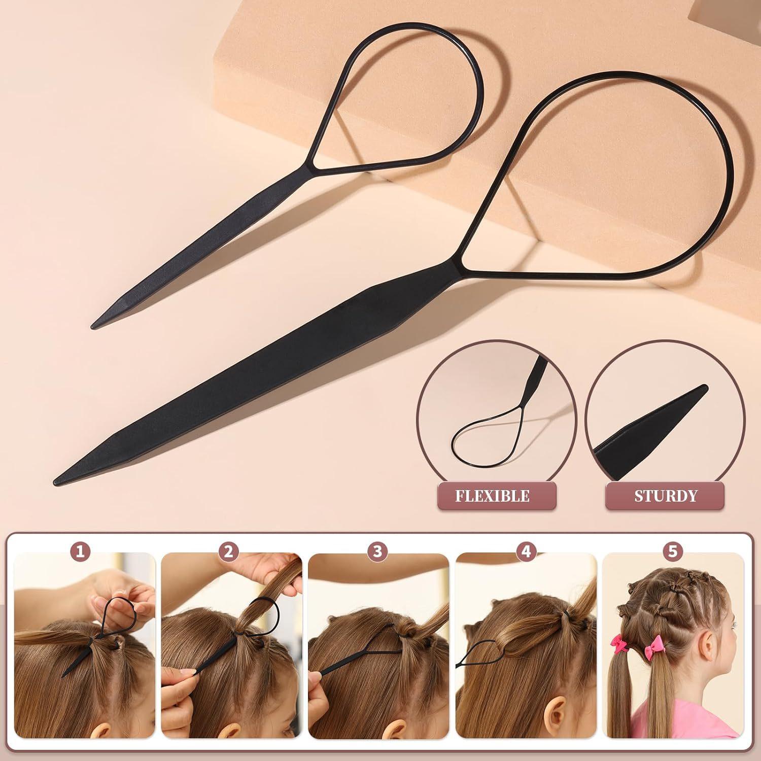 32-24 Color Mini Hair Bands and Hair Ties for Girls, Hair Accessories, Rubber Bands, Hair Styling Comb, Braiding Tool Set