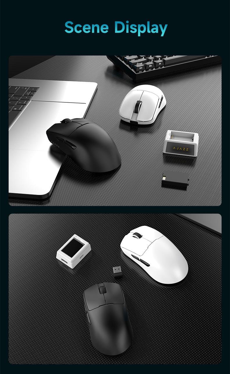 AJAZZ AJ159 V2 MC wireless game mouse battery replacement design the third mock examination computer office mouse PAW3311 sensor professional competitive driving game mouse DPI24000 supports multiple systems for games and office