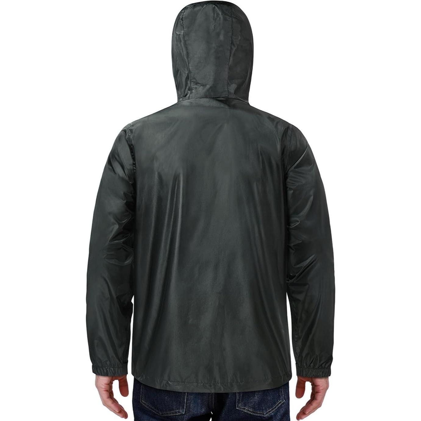 【RODEEL】715 Waterproof Jacket Men Lightweight Breathable Full Zip Hooded Rainwear Durable Rain Coat Weatherproof Windbreaker For Outdoor Sports Hiking Camping Fishing Boating Construction Roofing Landscaping Gardening Workwear Menswear, Holiday Gift