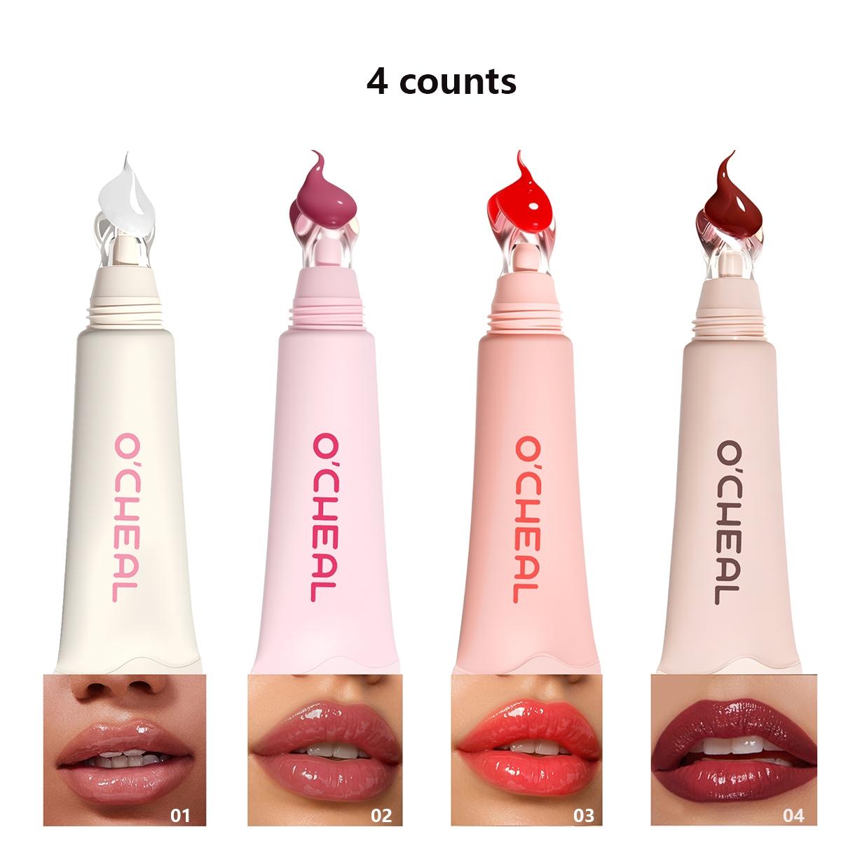 Set of 4 Liquid Hydrating Lip Gloss Essence Moisturizing Lip Oil Non-Sticky Cupcake Lips Plumping Lip Balm Makeup