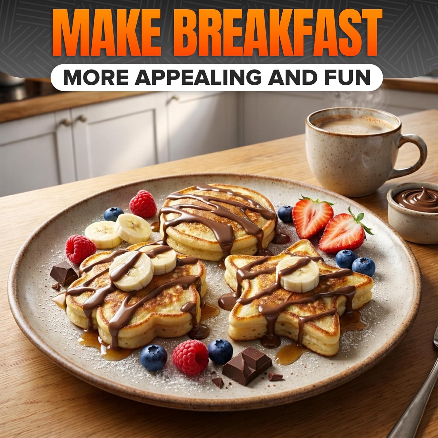 5-Piece Egg Molds,Egg and Pancake Mold Set, Egg Ring Mold, Suitable for Cooking and Frying Pancakes, Bread, and Chocolate. Fun Designs, Comfortable Handles, and Non-Slip Design.