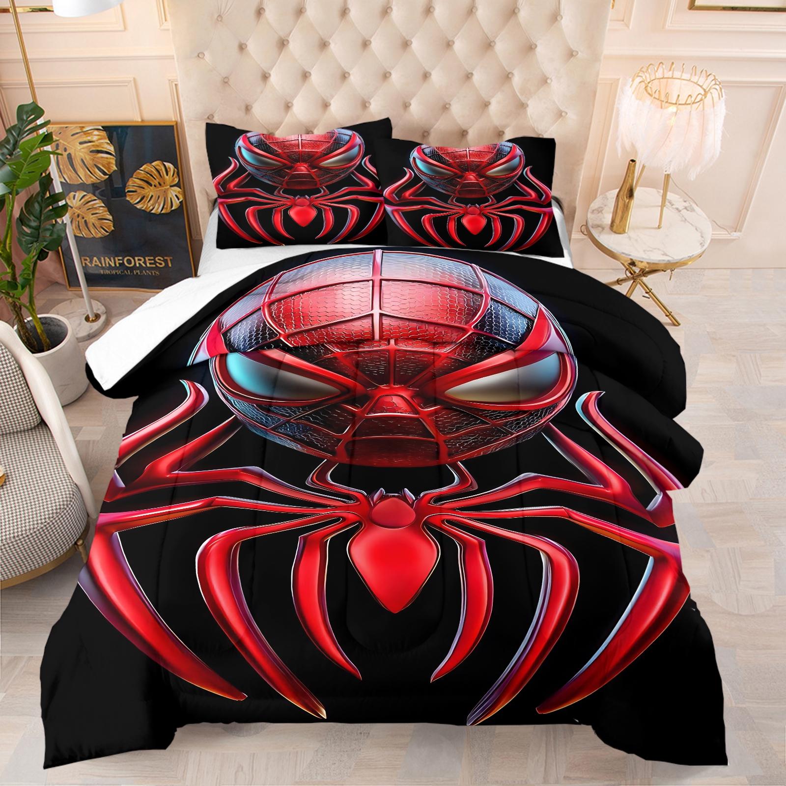Spider-Man Patterned Bedding Set, Including 1 Duvet Cover And 1 Or 2 Pillowcases Without Pillow Inserts, Bedroom Decoration Gift