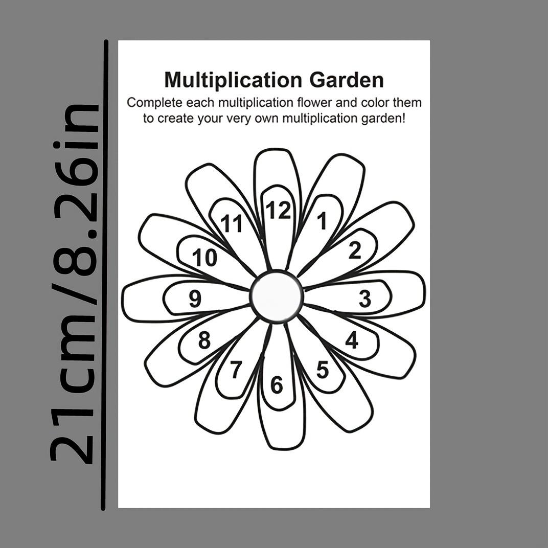 Multiplication Flower Activity Sheets 0-12 Learning, Math Supplement Practice, Multiplication Garden Table, 12 Pcs Educational Toys