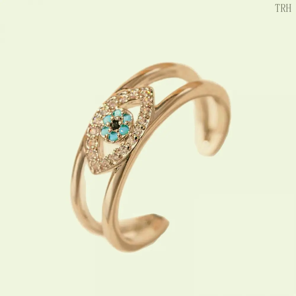 Unique Evil Eye Open Adjustable Ring for Women, Tarnish‑Resistant Statement Finger Band, Chic Minimalist Hand Jewelry for Daily‑Chic & Edgy‑Vibe Outfit Styling
