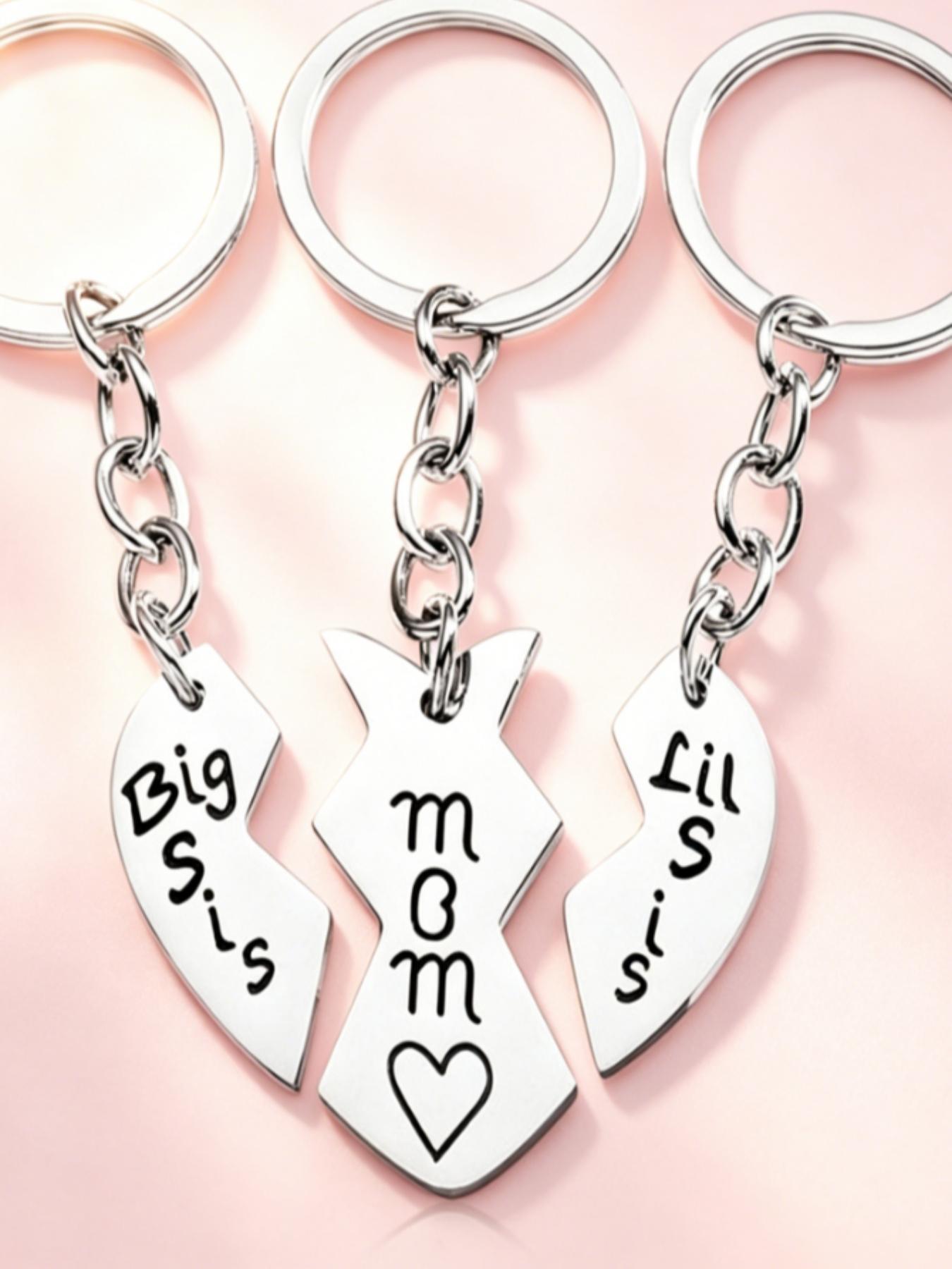 3 Pcs Stainless Steel Mother-Daughter Keychains, Heart Pendant Charm, Durable and Fashionable Accessory for Women, Ideal for Family Use