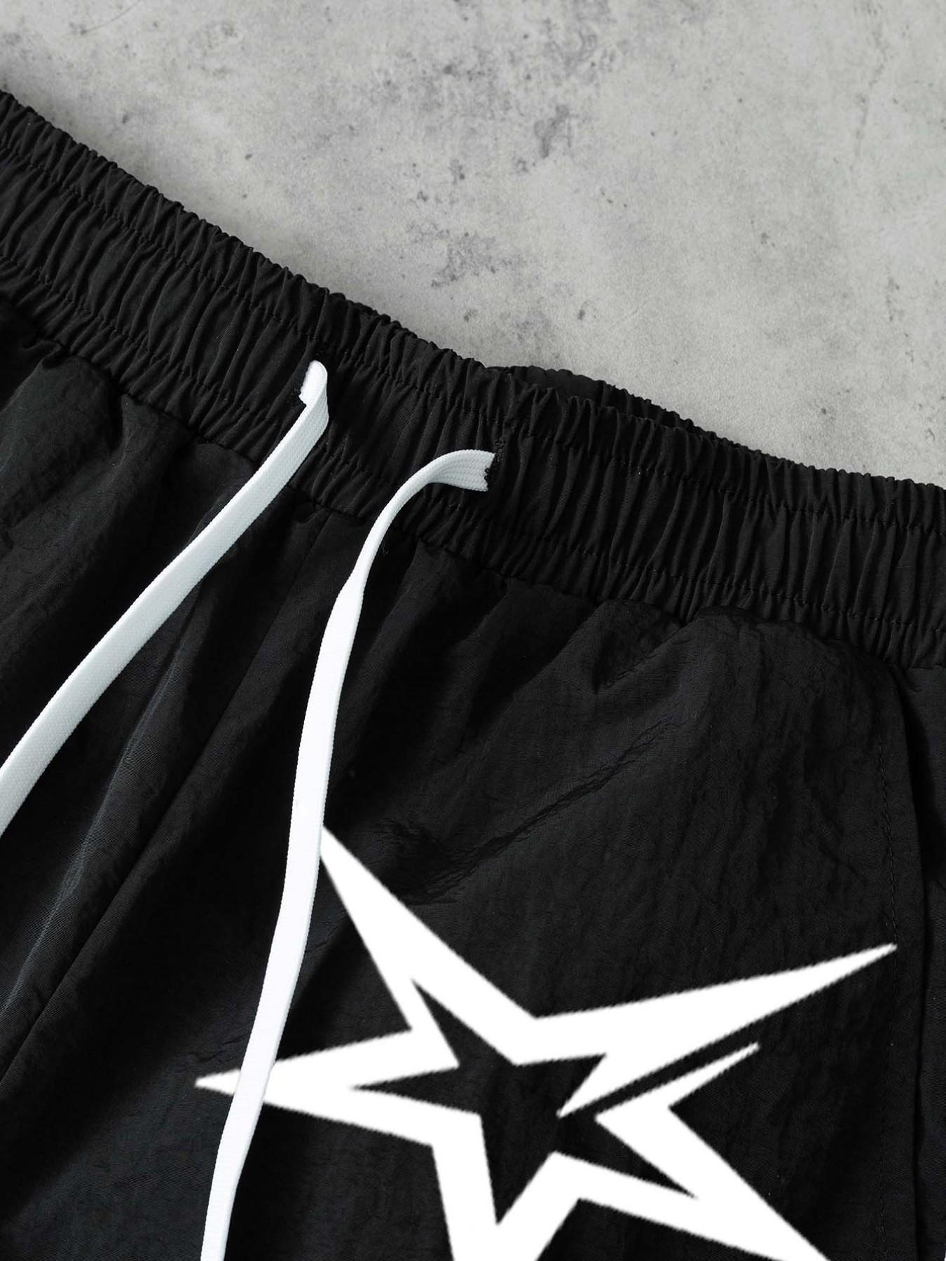Short Sleeve Zipper Shirt + Shorts Set, Star Print, Breathable Summer, Ideal for Daily Wear and Sports