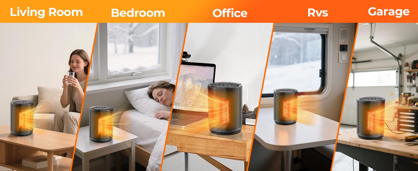 KISSAIR Space Heaters ,Portable Heater with Remote,LED Display, Overheat Protection + Tip-Over Switch, 2-Speed Power + Eco Mode, Adjustable Cool/Warm/Hot Air, 24-Hour Timer, 1500W PTC Ceramic Electric Heater with Thermostat for Inside,Office